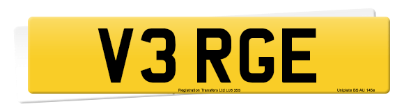 Registration number V3 RGE